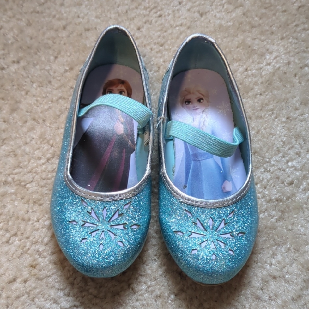 Disney Frozen Glitter Shoes - Teal and Silver